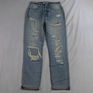 NEW Willow + Root Buckle 26 Mom Light Destroyed Button Fly Denim Womens Jeans
